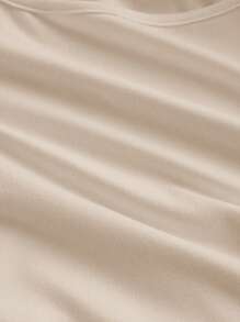 SHEIN MOD 3 件女式褶皱休闲方领长袖 T 恤套装，保暖服装，秋季女装，外出上衣，假日女装，新年，白色上衣 - 軍綠色 - 查看 3