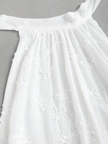 Sweetra 纯色双色法式优雅提花蛋糕裙摆花卉装饰吊带修身优雅迷你连衣裙