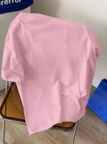 Manfinity Joysei Men's Letter Print Pink T-Shirt, Suitable For Summer - Pink - View 4