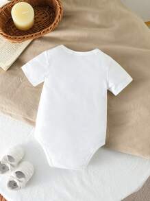 SHEIN Baby Girls Can Wear Cute, Fun, Simple And Casual Clothes In Spring And Summer. My Great Grandparents Love Me, And I Have An English Printed Bodysuit Grandma Baby Clothes - White - View 2