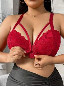 SHEIN Plus Size Sexy Solid Color Lace Patchwork Lingerie