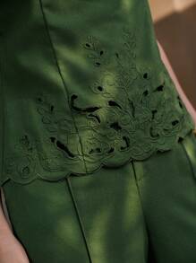 MOTF PREMIUM 亚麻花卉刺绣抹胸 - 橄欖綠 - 查看 3