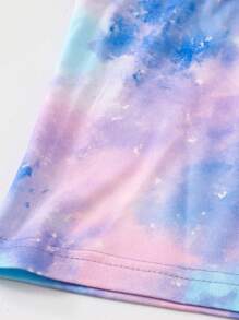 2pcs Girls Casual & Comfortable Tie-Dye Printed Cami & Shorts Set