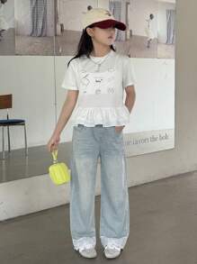 Dazy Kids 青少年女孩 青少年女孩秋季牛仔裤 - 淺色水洗藍 - 查看 2