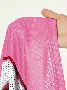 Coolane 女士街头服饰运动 Blockcore 数字印花网眼针织 T 恤，情侣同款 - 粉色 - 查看 10