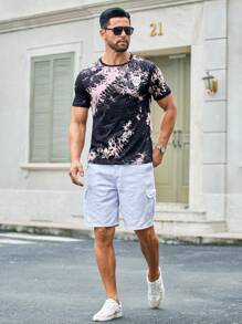 Manfinity VCAY Men's Summer Casual Tie Dye Print Short Sleeve T-Shirt - Grey - View 5