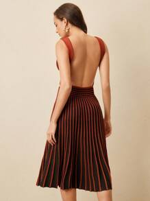Anewsta Robe pull tricoté pour femme, style élégant de vacances sur la Côte d'Azur française - Tabac - Voir 2