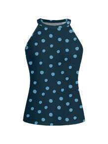 Shutterstock Women's Dot Pattern Halter Neck Tank Top, Summer