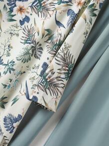 Rusticease 女士热带植物印花长袖衬衫和裤子休闲两件套 - 彩色 - 查看 3