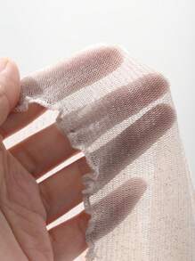 DAZY Lettuce Trim Mock Neck Mesh Top Without Bra Sheer Long Sleeve Women Tops,Fall Women Clothes - Beige - View 10