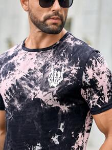Manfinity VCAY Men's Summer Casual Tie Dye Print Short Sleeve T-Shirt - Grey - View 4