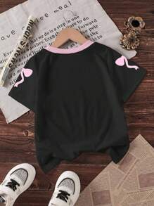 Sparklyn 青少年女孩时尚街头风格 91 图案拼色圆领 T 恤，夏季