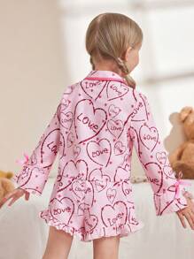 Cute Heart Print Matching Mother And Daughter Pajamas - Multicolor - View 2