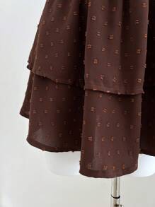 Elamini Women's Casual Fall Dress With Sash Waist, Plush Fabric - Brown - View 6