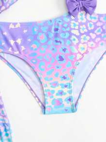Ensemble maillot de bain une-pièce à imprimé floral violet + cache-maillot