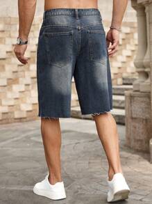 Manfinity Homme Men's Simple Print Casual Denim Shorts