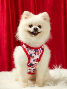 PETSIN 1 件适用于猫、狗、宠物的通用背心，印有美国独立日爱心旗图案的英文字母 - 彩色 - 查看 5