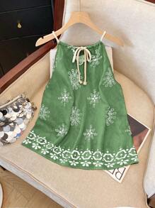 SHEIN Women's Summer Casual Geometric Print Camisole - Green - View 2