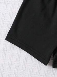 2pcs Toddler Boys Basic Short Sleeve T-Shirt + Black Shorts Set - Multi-Color School Clothes Back To School Clothes Puppy Keep Puppy Graphic Tees - Black - View 6