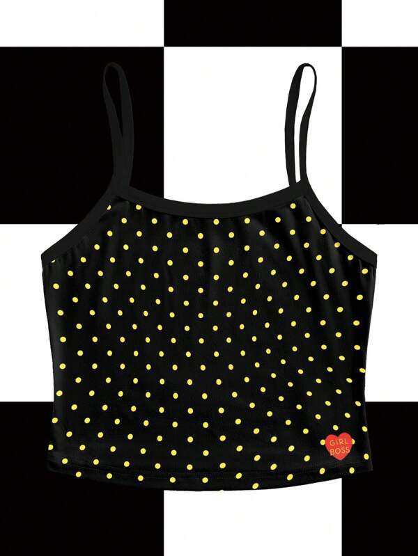 NEARLY THERE Top de tirantes de mujer de talla grande con lunares, de moda y apropiado para ir de club en verano, volver al colegio, estilo de los 2000