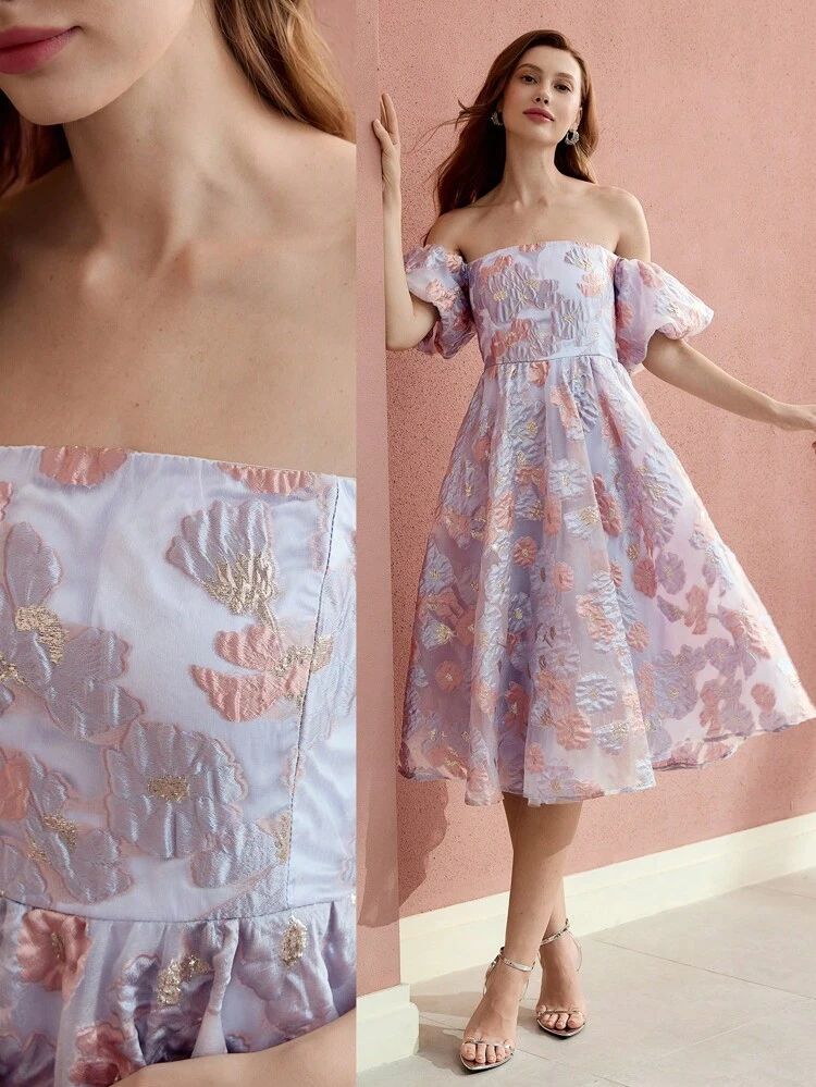 MOTF Soiréza OFF THE SHOULDER JACQUARD COCKTAIL DRESS