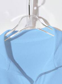 Franclia New Summer Korean Style Casual & Commuting Versatile Women Polo Knit Top - Blue - View 4