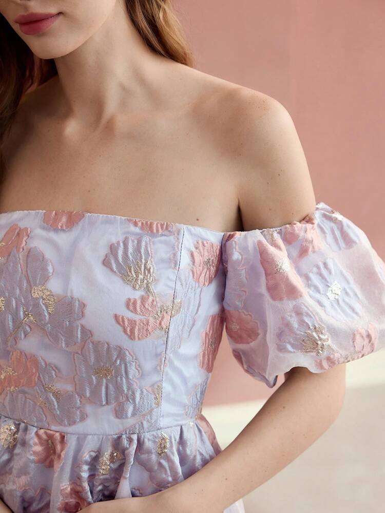 MOTF Soiréza OFF THE SHOULDER JACQUARD COCKTAIL DRESS
