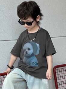 DAZY 幼儿男童圆领针织短袖T恤，夏季 - 灰色 - 查看 1