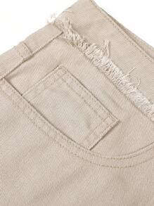 Manfinity LEGND Men's Casual Solid Color Ripped Denim Shorts For Summer