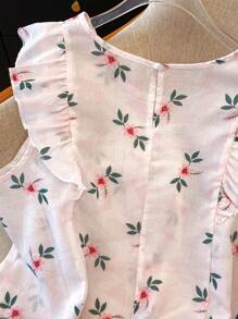 SHEIN LUNE Women's Plus Size Embroidered Colorful Print Cap Sleeve Blouse - Pink - View 4