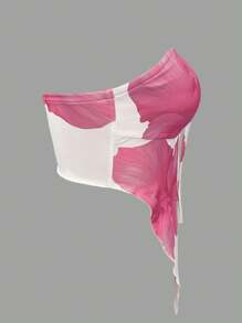 INAWLY Women's Standard Size Vacation Floral Print Tube Top - White - View 3