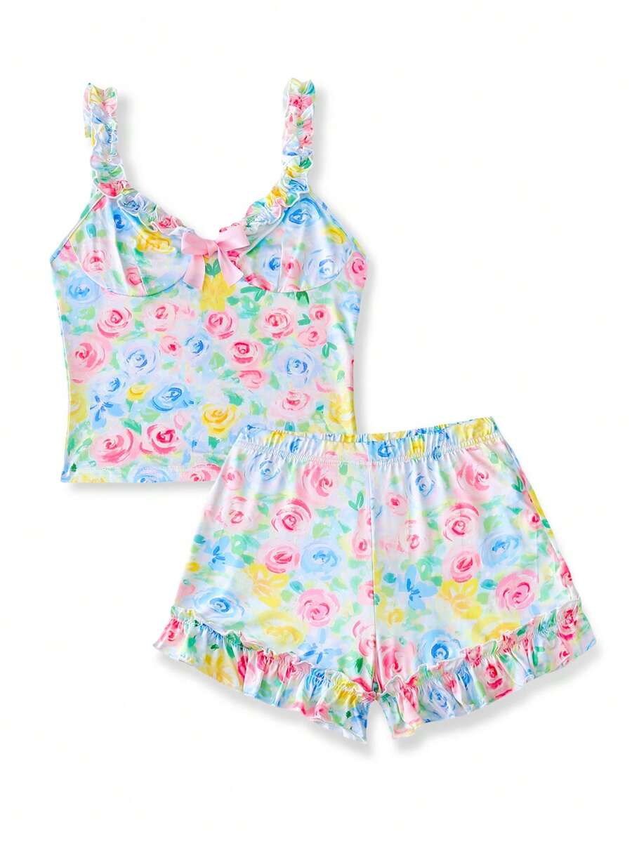 Pijama de vacaciones con estilo lindo y espeluznante Y2K para adolescentes, primavera - Multicolor - Ver 1