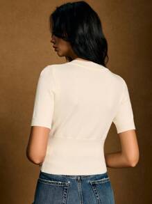 Poéselle 女士轻薄短袖休闲开衫 - 白色 - 查看 6