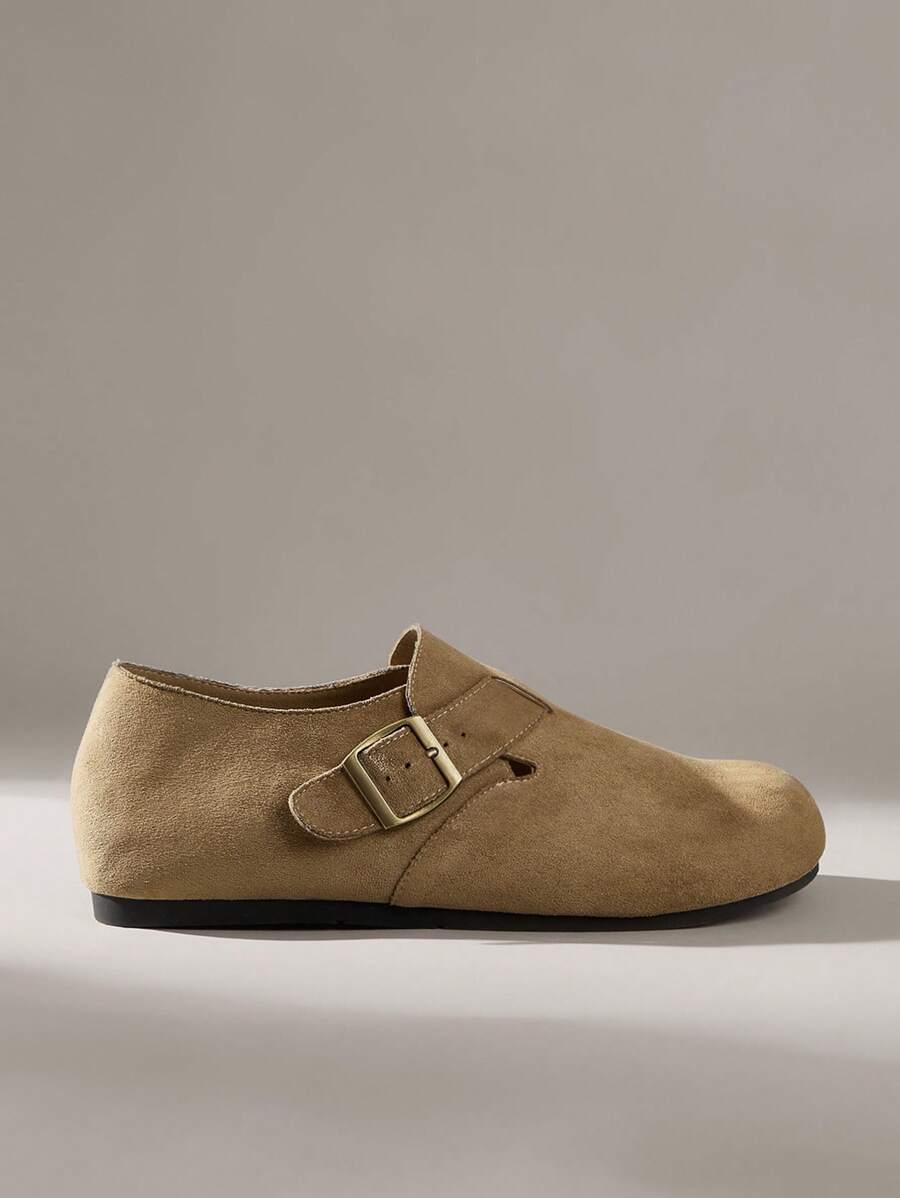 Solecia 女士纯色金属装饰简约平底乐福鞋，日常休闲穿着