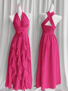 Rafferiza فستان ربيعي وصيفي 2025 فضفاض عارضة من النساء طراز بوهيمي أنيق وعصري لحفلات الزفاف وخريج الجامعة والأعياد والسهرات والشاطئ، بأكمام حرة وخط رقبة على شكل V ولمسات كاجوال وطراز زي الحفلات موديل جديد متعدد الطبقات إلى الأرض مع شريط الخصر