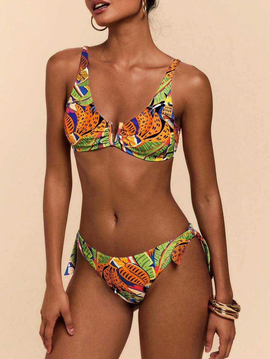 Travachic Women's Summer Holiday Beach Tropical Print Bikini Set - Multicolor - View 1