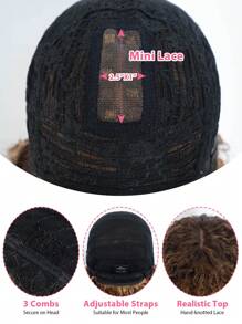 Wear & Go 卷发鲍勃假发带刘海真人发挑染无胶迷你蕾丝短卷发鲍勃刘海假发 10-14 英寸 - S4/30/27 - 查看 4