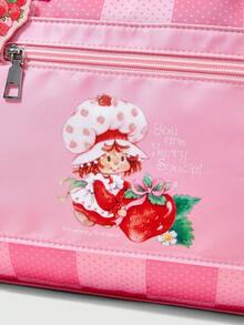 Strawberry Shortcake | ROMWE 女士复古可爱卡通图案旅行手提包，带手柄和肩带 - 粉色 - 查看 7