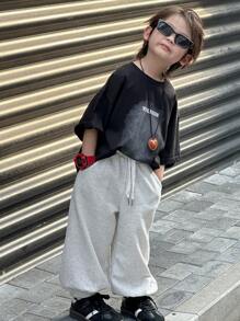 Dazy Kids 男童宽松休闲运动裤，秋季款 - 灰色 - 查看 5