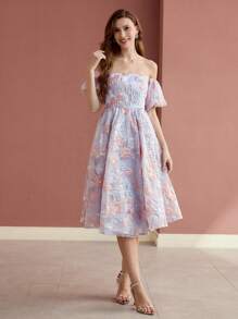 MOTF Soiréza OFF THE SHOULDER JACQUARD COCKTAIL DRESS - Dusty Purple - View 4