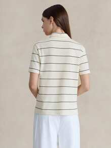 Briarwyn 女式线条印花短袖衬衫 Old Money 风格女式返校服饰 - 彩色 - 查看 6