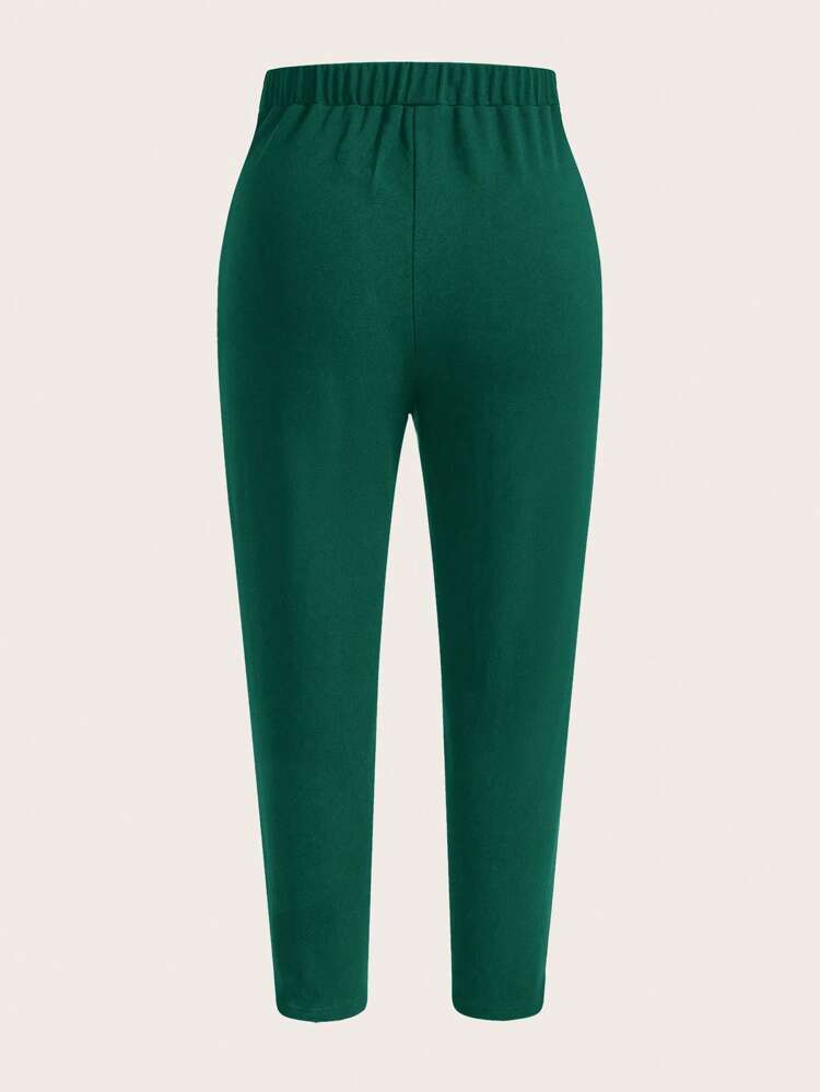 Plus Size Casual Plaid Tapered Pants For Autumn & Winter, For Christmas Green Pantshigh Waisted Pantsshein Tall Pants