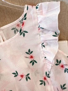 SHEIN LUNE Women's Plus Size Embroidered Colorful Print Cap Sleeve Blouse - Pink - View 6