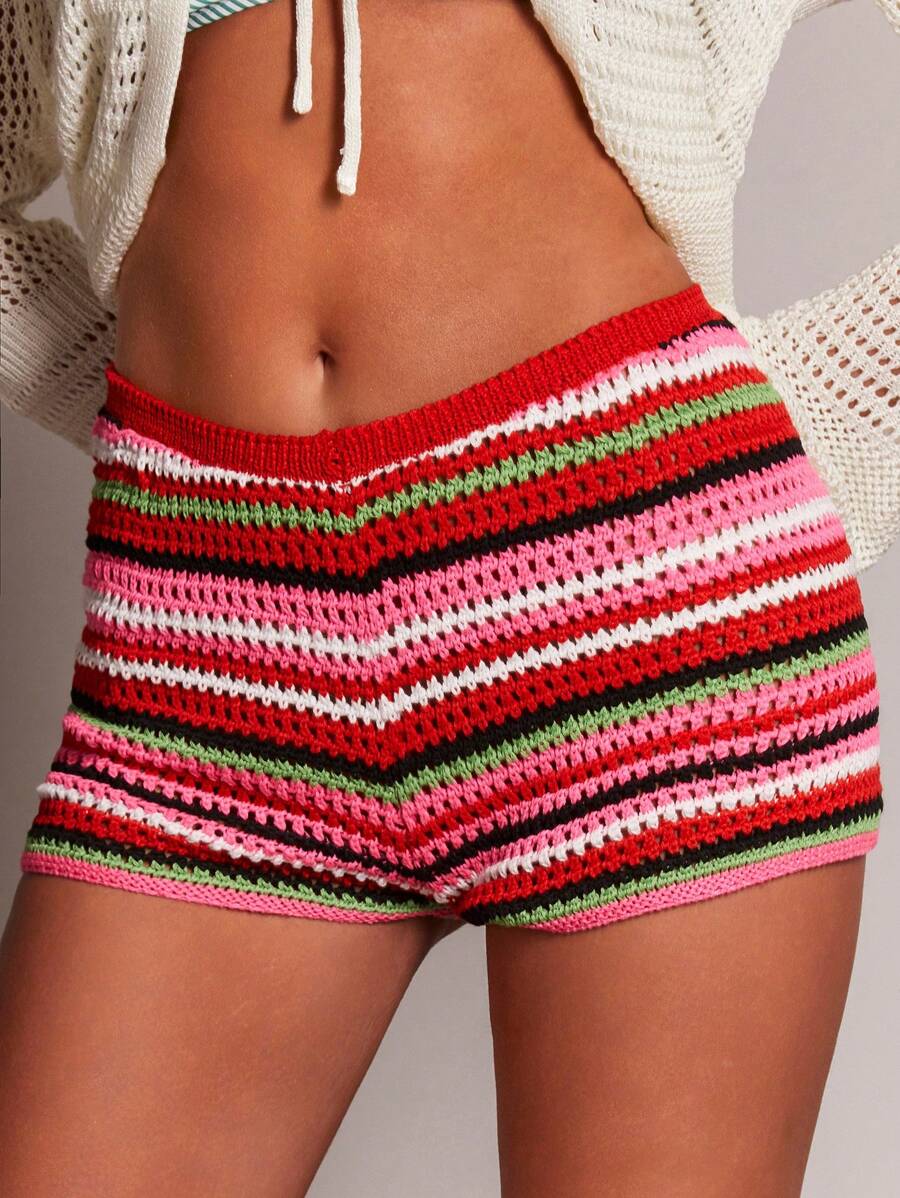 Athîral Quần short siêu ngắn đan móc Pop Colour dành cho nữ, kỳ nghỉ xuân hè - Nhiều màu - Xem 1