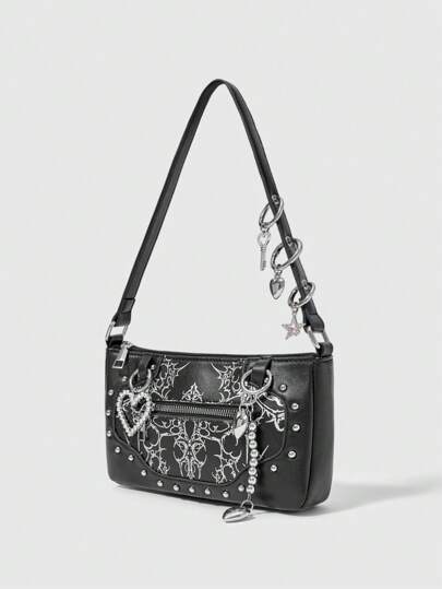 Grunge Punk Bolso de hombro de mujer de moda, minimalista y multifuncional