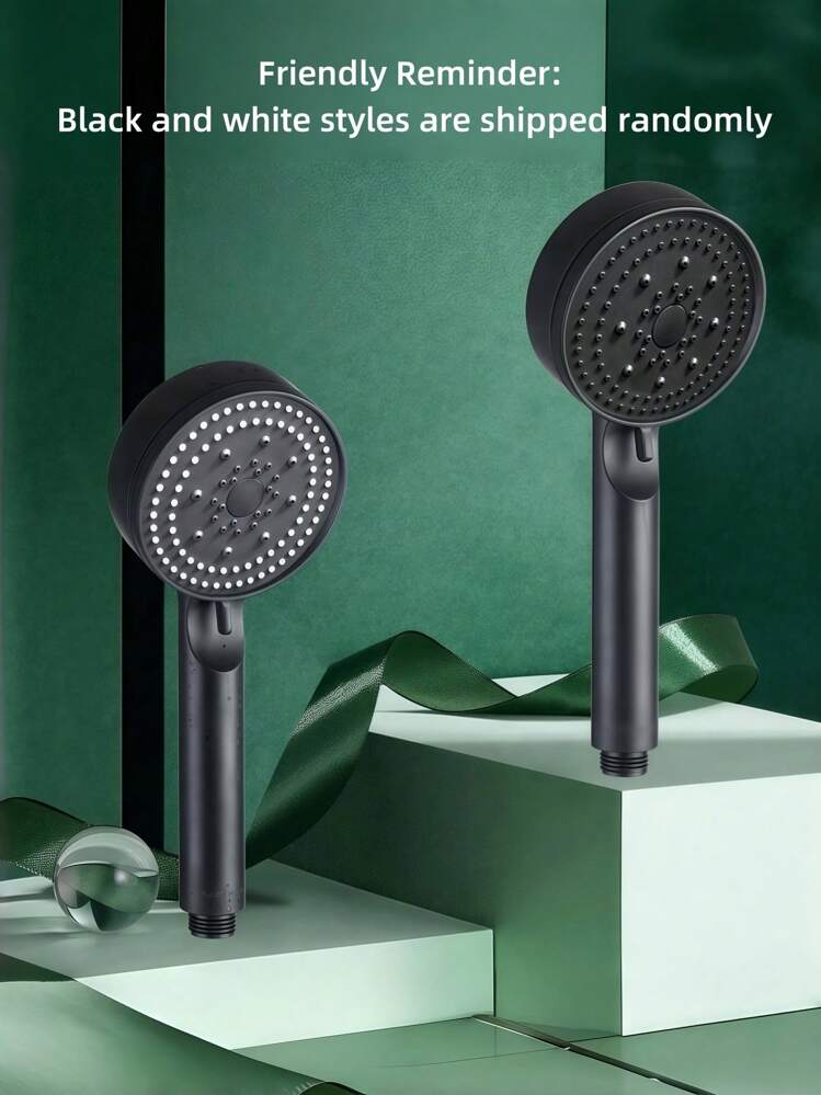1 件 90 毫米直径黑色塑料淋浴增压淋浴喷头，5 级可调多功能高水压淋浴喷头，浴室配件，适用于浴室、厨房、卫生间和家居装饰 - 黑色 - 查看 7