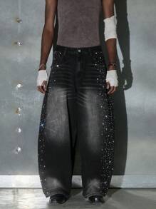 NEON BLANC 男士街头时尚曲线牛仔裤，长款宽松版型独特牛仔裤