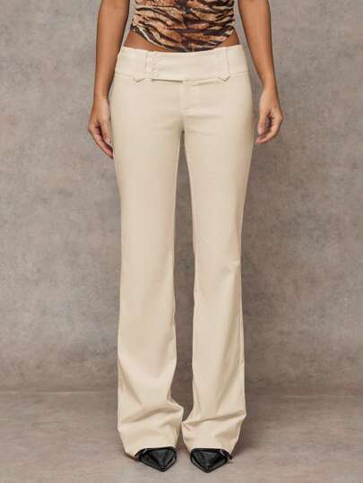 SHEIN BAE Women's Solid Color Commuter Casual/Fashionable Outing/Versatile Casual/Old Money Style Side Pockets Loose High Waist Wide Leg Pants For Work/Winter Women Pants/Autumn And Winter Twill Wide-Leg Pants/Low-Waisted Pants/Wool Pants/Formal Pants/Wide-Leg Pants, Casual Pants, Vintage Style