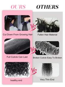 3 件自然波浪发束 真人发束 真人发 3 束水波纹自然黑色发束 原始未加工巴西处女真人发束 接发 巴西处女雷米发 - Natural Black - 查看 7