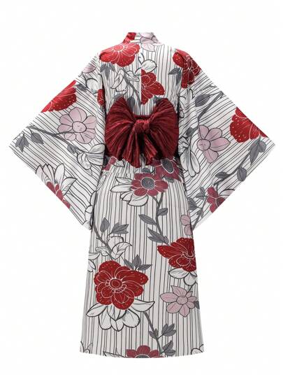 Irokai Bộ Yukata 2 món họa tiết hoa truyền thống dành cho nữ Nhật Bản, thích hợp cho lễ hội mùa hè